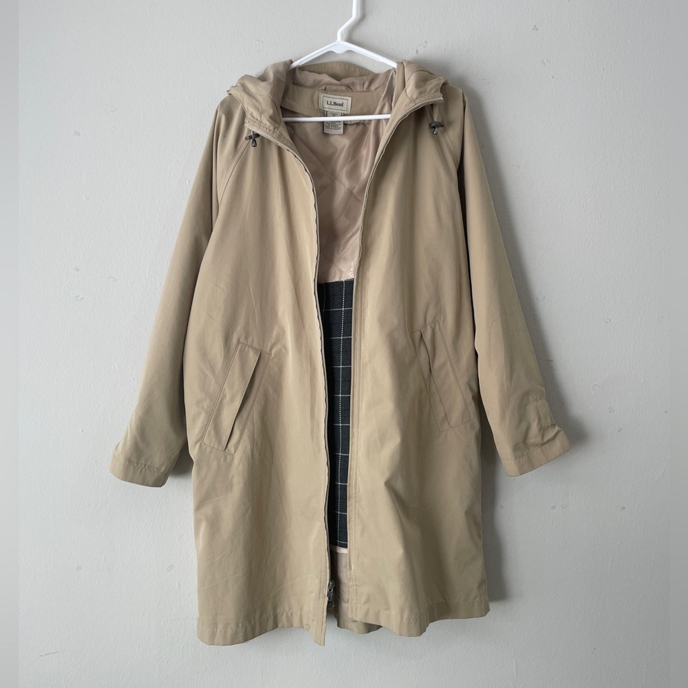 L.L. Bean khaki raincoat, size M